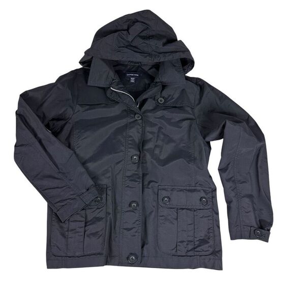 Lands' End Long Navy Rain Jacket Size Medium - Picture 1 of 8